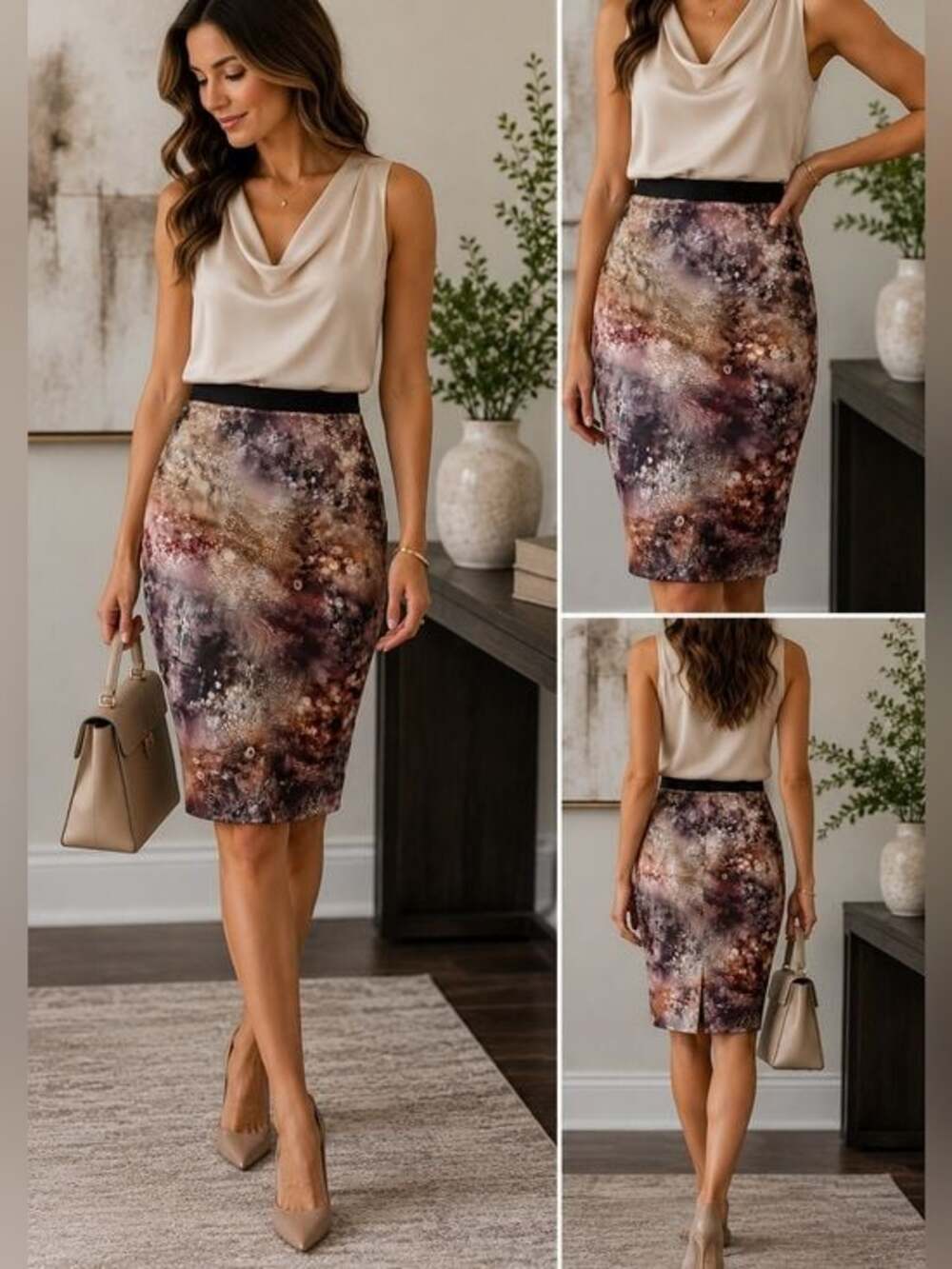 Ted Baker London Abstract Print Pencil Skirt | Size 1 (US 4) | EUC